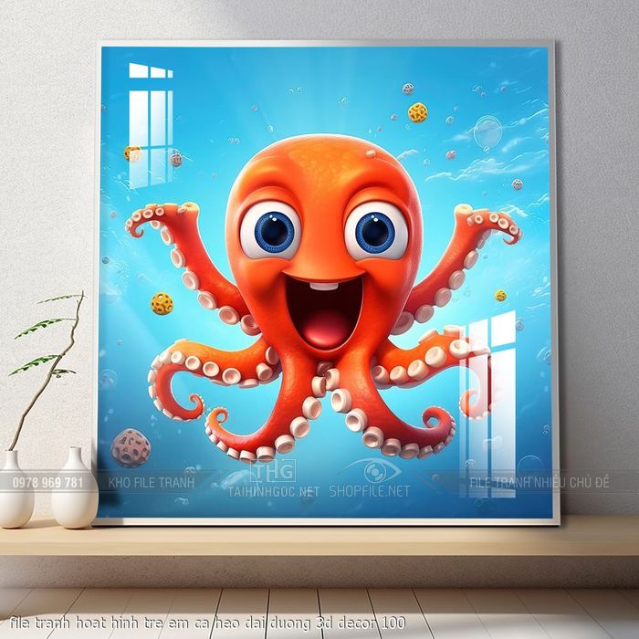 file tranh hoat hinh tre em ca heo dai duong 3d decor 100