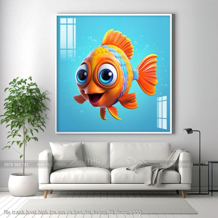 file tranh hoat hinh tre em ca heo dai duong 3d decor 1000