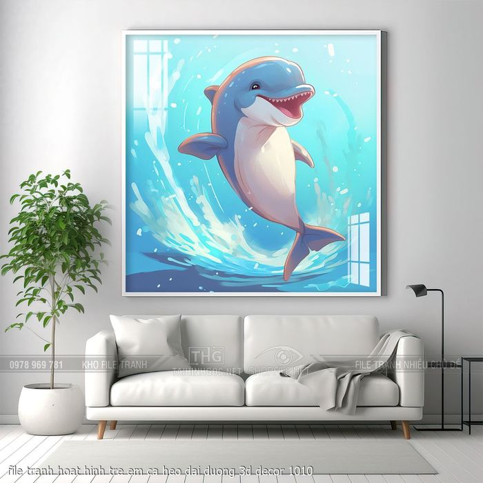 file tranh hoat hinh tre em ca heo dai duong 3d decor 1010