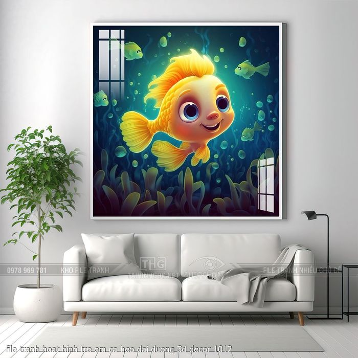 file tranh hoat hinh tre em ca heo dai duong 3d decor 1012