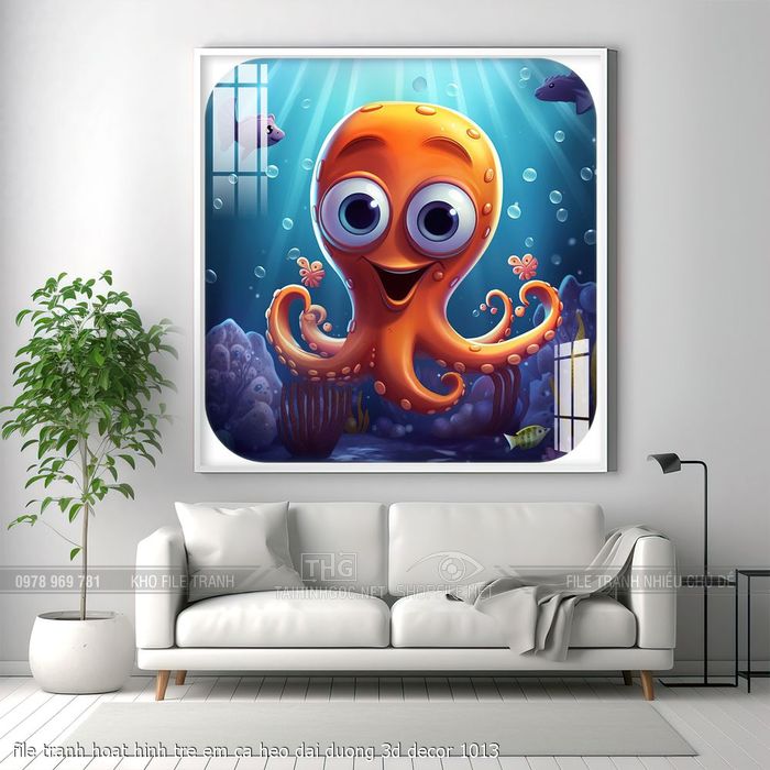 file tranh hoat hinh tre em ca heo dai duong 3d decor 1013