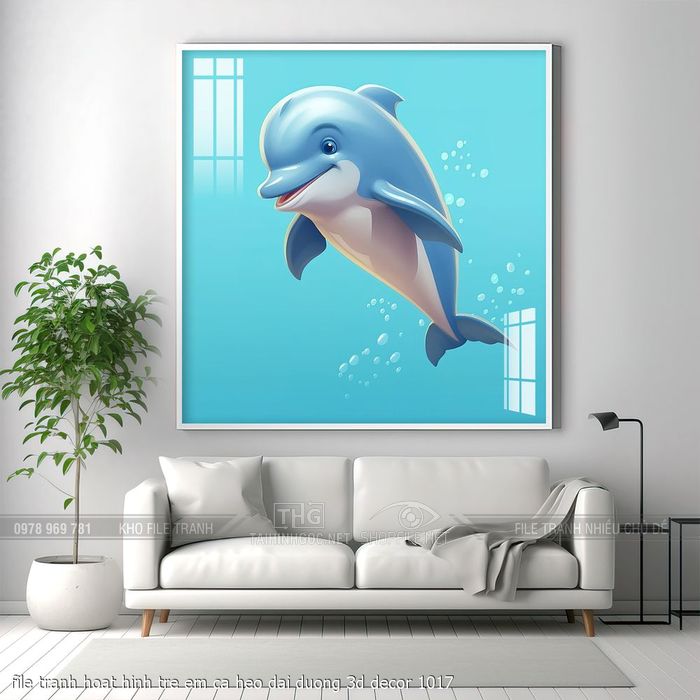 file tranh hoat hinh tre em ca heo dai duong 3d decor 1017