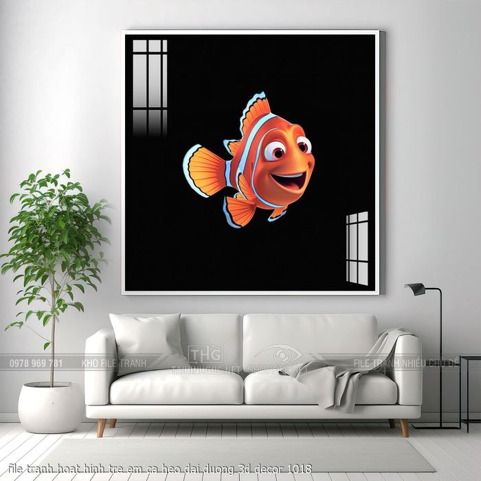 file tranh hoat hinh tre em ca heo dai duong 3d decor 1018