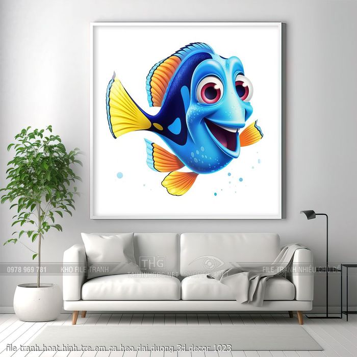 file tranh hoat hinh tre em ca heo dai duong 3d decor 1023