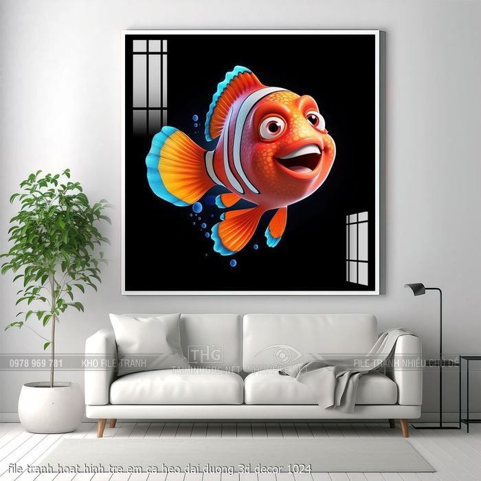 file tranh hoat hinh tre em ca heo dai duong 3d decor 1024