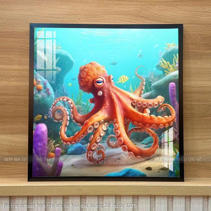 file tranh hoat hinh tre em ca heo dai duong 3d decor 1029