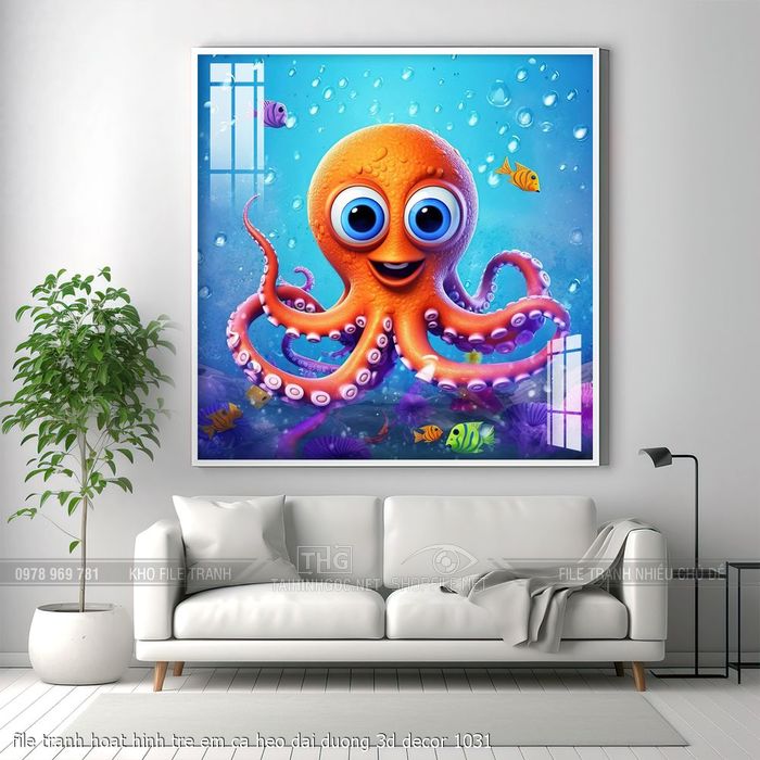 file tranh hoat hinh tre em ca heo dai duong 3d decor 1031