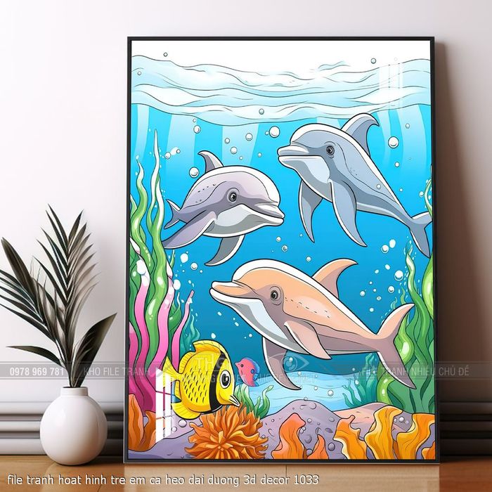 file tranh hoat hinh tre em ca heo dai duong 3d decor 1033