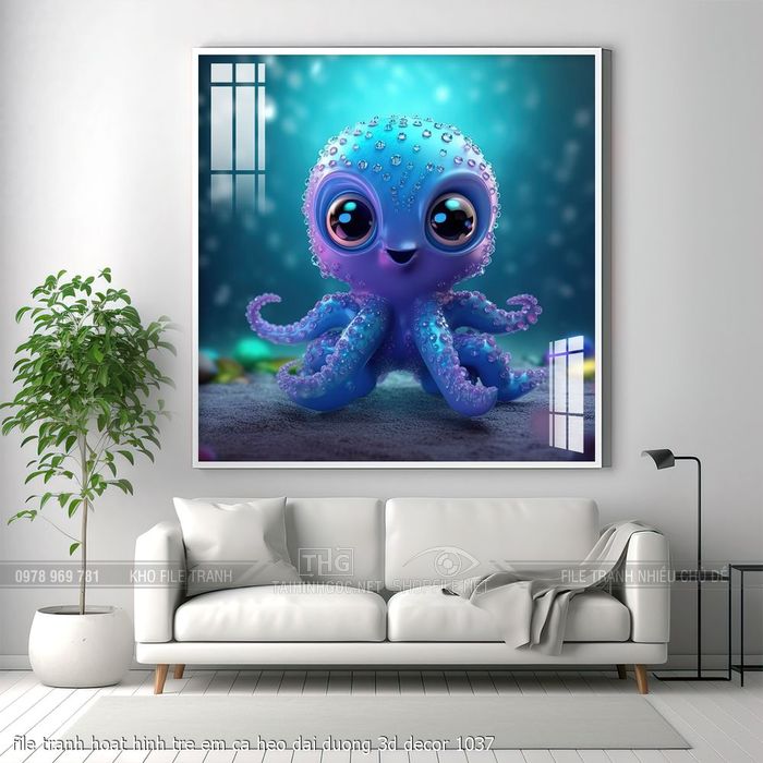 file tranh hoat hinh tre em ca heo dai duong 3d decor 1037