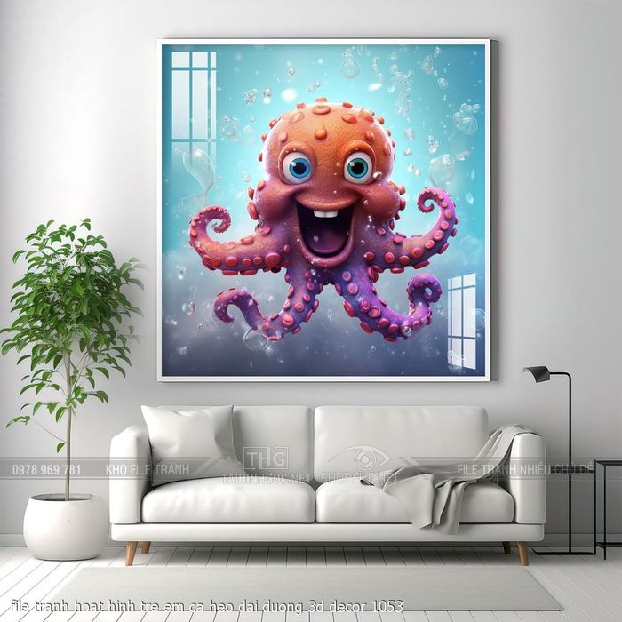 file tranh hoat hinh tre em ca heo dai duong 3d decor 1053