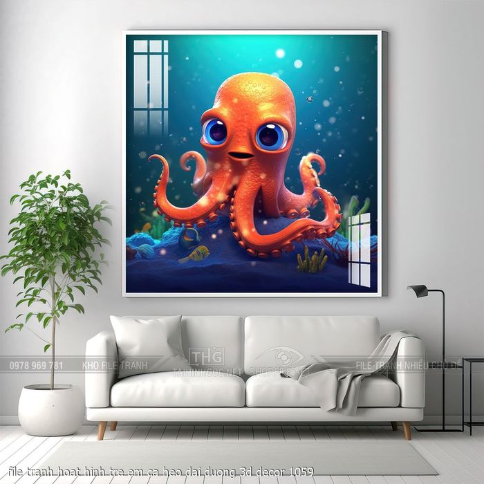 file tranh hoat hinh tre em ca heo dai duong 3d decor 1059