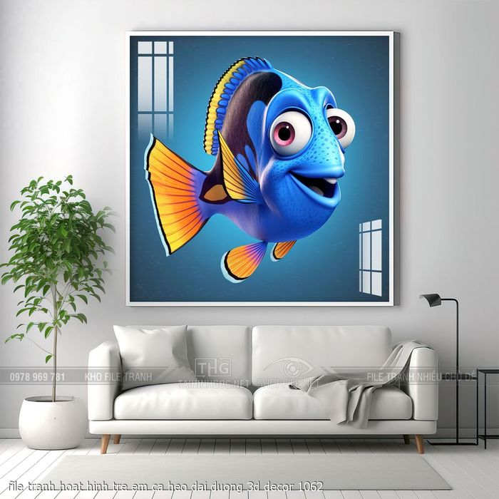 file tranh hoat hinh tre em ca heo dai duong 3d decor 1062