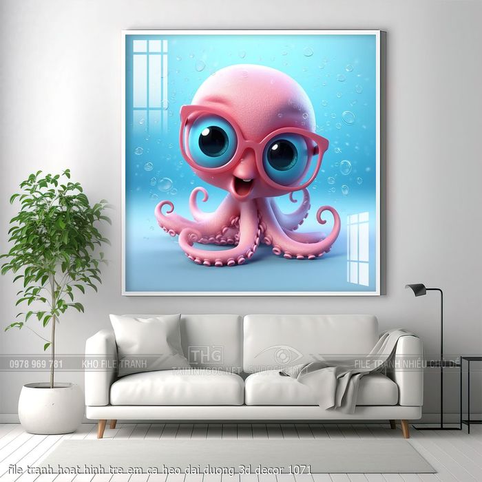 file tranh hoat hinh tre em ca heo dai duong 3d decor 1071