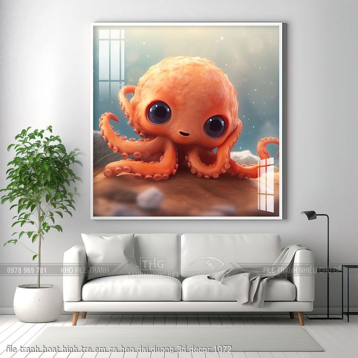 file tranh hoat hinh tre em ca heo dai duong 3d decor 1072