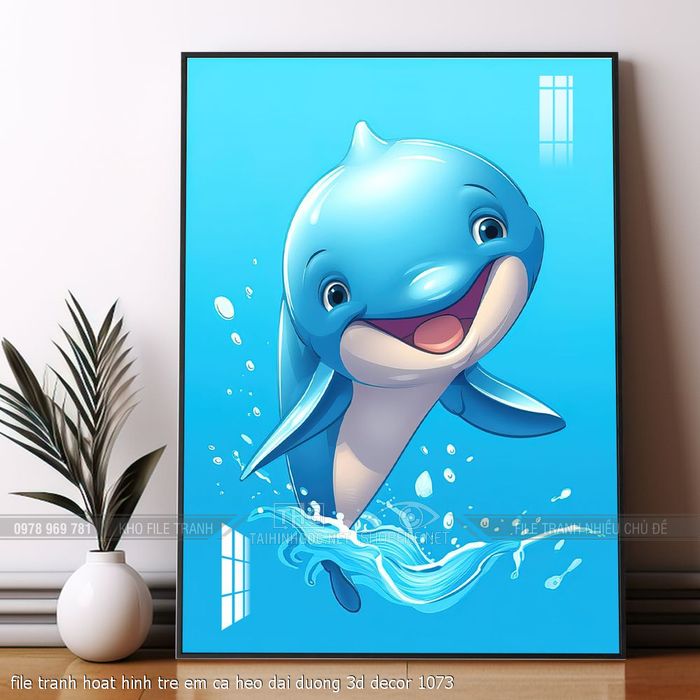 file tranh hoat hinh tre em ca heo dai duong 3d decor 1073