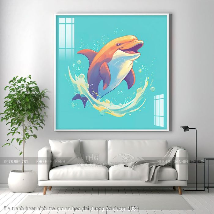 file tranh hoat hinh tre em ca heo dai duong 3d decor 1084