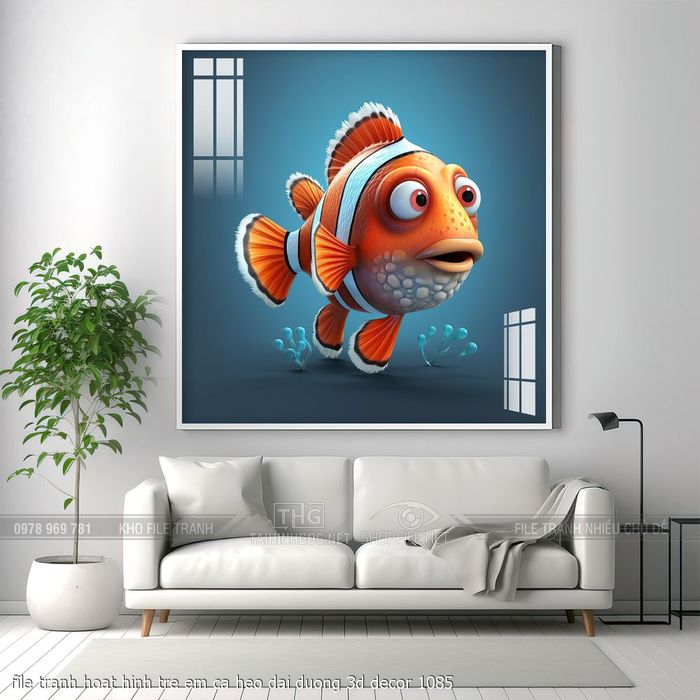 file tranh hoat hinh tre em ca heo dai duong 3d decor 1085