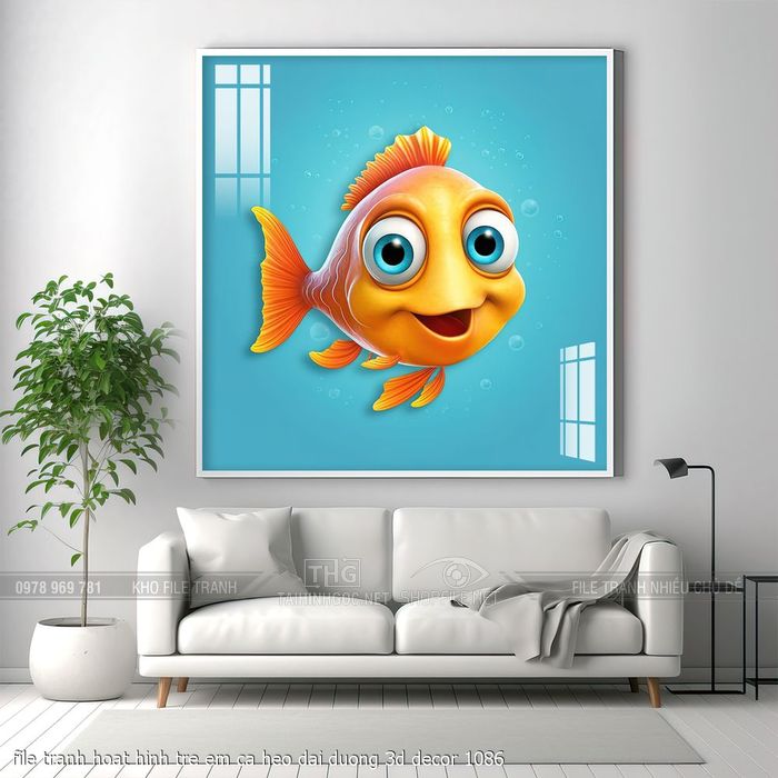 file tranh hoat hinh tre em ca heo dai duong 3d decor 1086