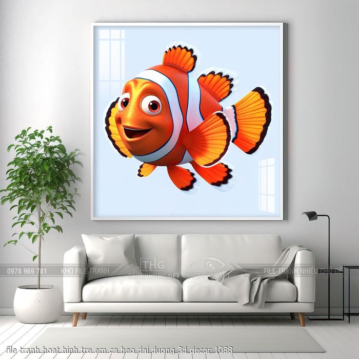 file tranh hoat hinh tre em ca heo dai duong 3d decor 1088