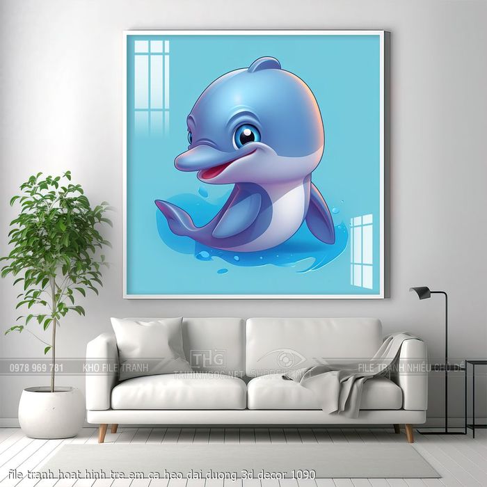 file tranh hoat hinh tre em ca heo dai duong 3d decor 1090