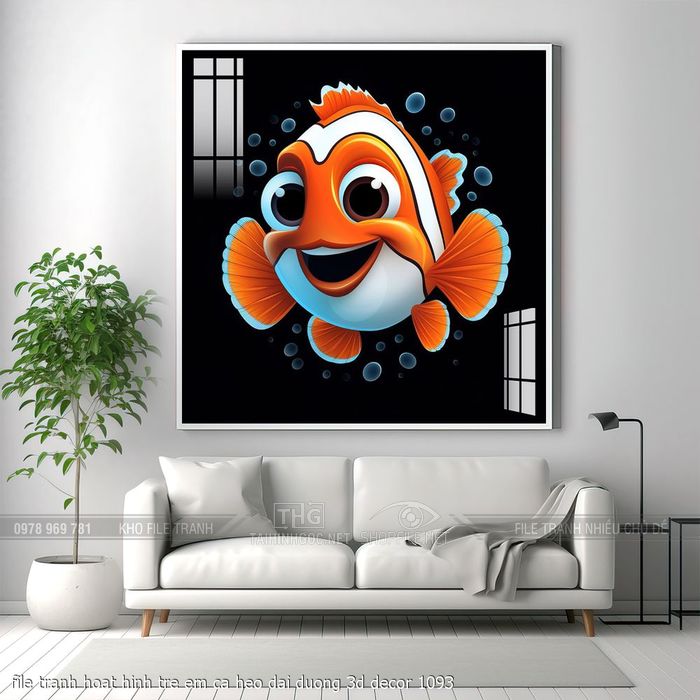 file tranh hoat hinh tre em ca heo dai duong 3d decor 1093