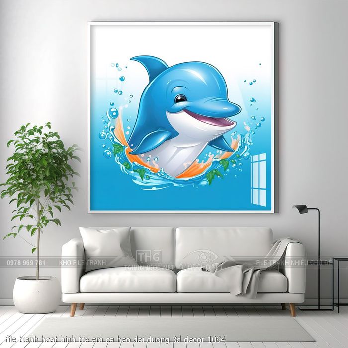 file tranh hoat hinh tre em ca heo dai duong 3d decor 1094