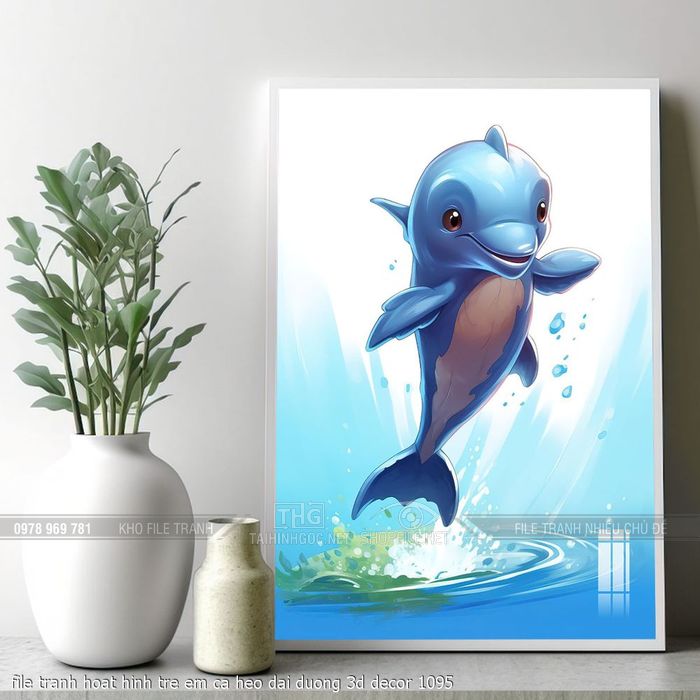 file tranh hoat hinh tre em ca heo dai duong 3d decor 1095