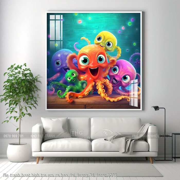 file tranh hoat hinh tre em ca heo dai duong 3d decor 1098