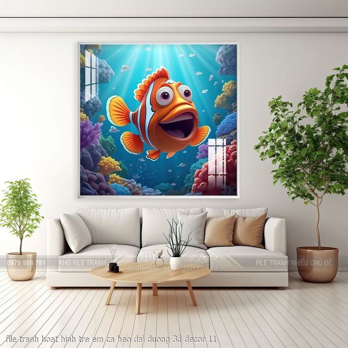 file tranh hoat hinh tre em ca heo dai duong 3d decor 11