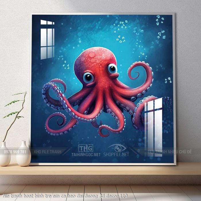 file tranh hoat hinh tre em ca heo dai duong 3d decor 110