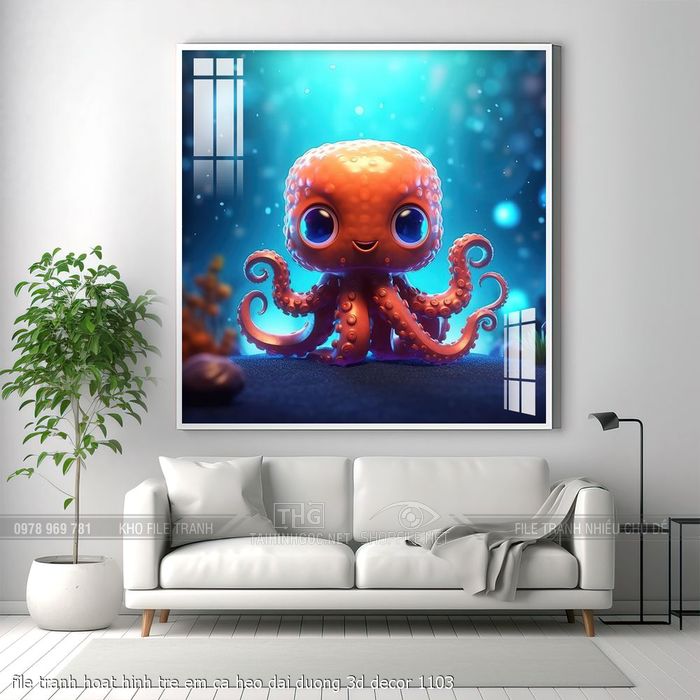 file tranh hoat hinh tre em ca heo dai duong 3d decor 1103