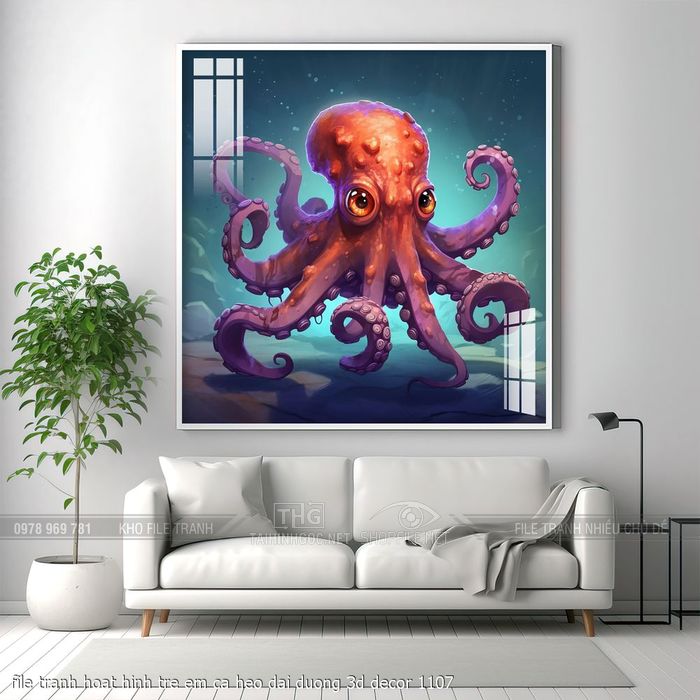 file tranh hoat hinh tre em ca heo dai duong 3d decor 1107