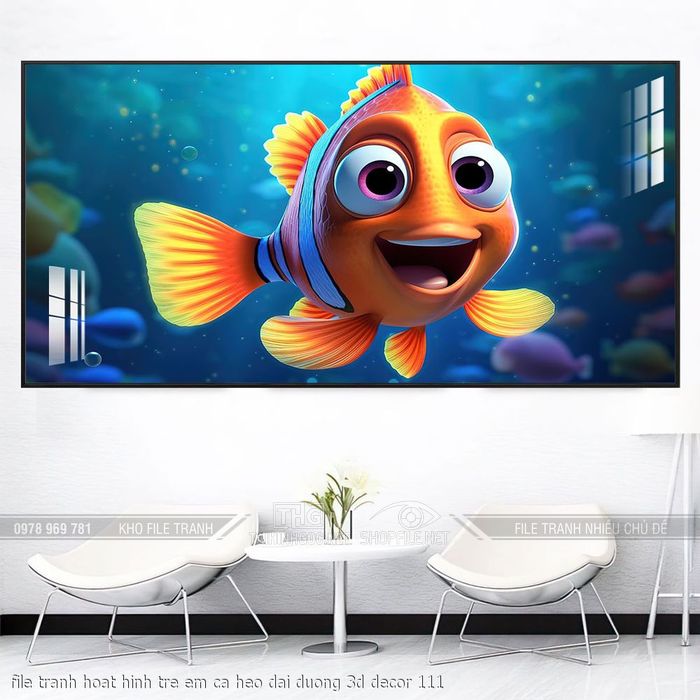 file tranh hoat hinh tre em ca heo dai duong 3d decor 111