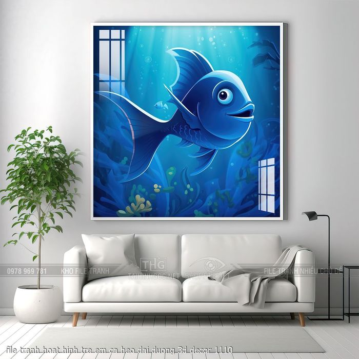file tranh hoat hinh tre em ca heo dai duong 3d decor 1110