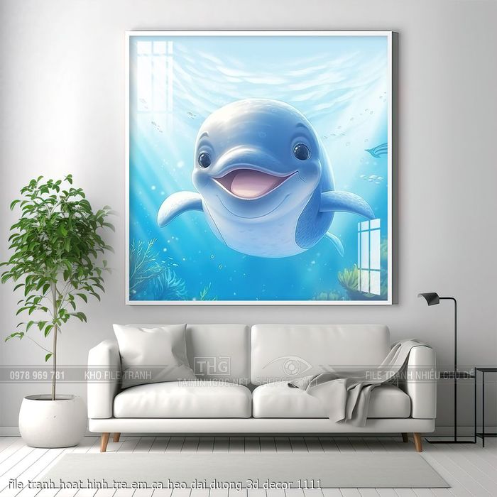 file tranh hoat hinh tre em ca heo dai duong 3d decor 1111