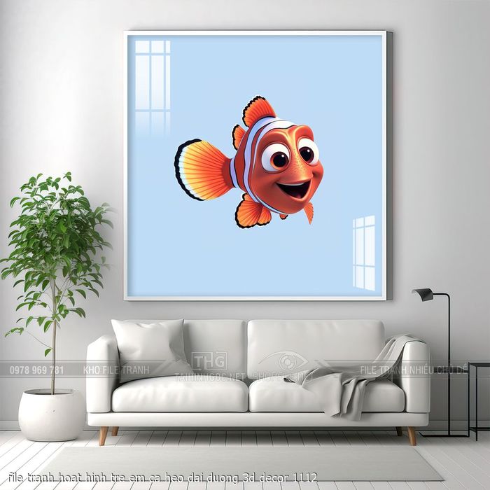 file tranh hoat hinh tre em ca heo dai duong 3d decor 1112