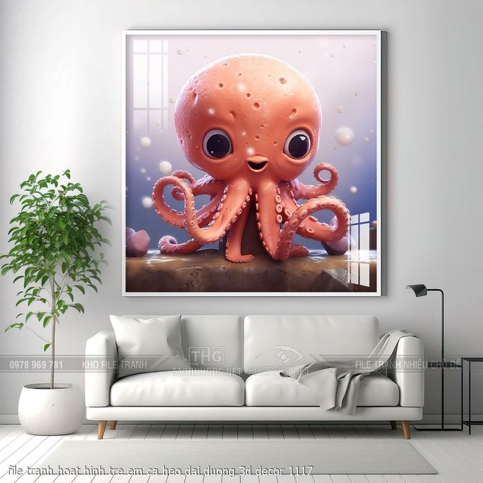 file tranh hoat hinh tre em ca heo dai duong 3d decor 1117