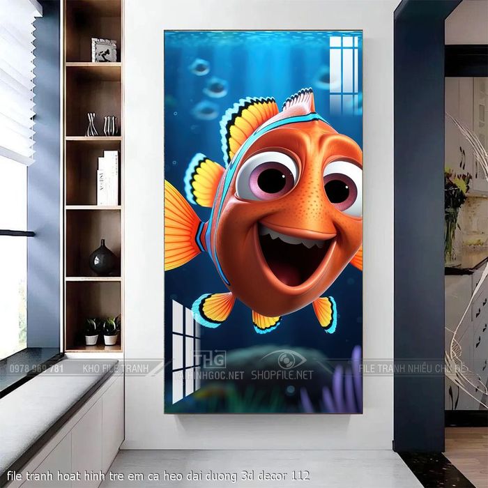 file tranh hoat hinh tre em ca heo dai duong 3d decor 112
