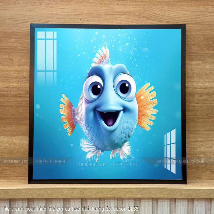 file tranh hoat hinh tre em ca heo dai duong 3d decor 1135