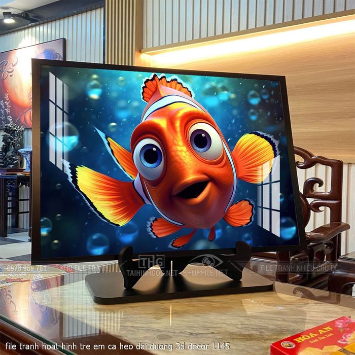 file tranh hoat hinh tre em ca heo dai duong 3d decor 1145