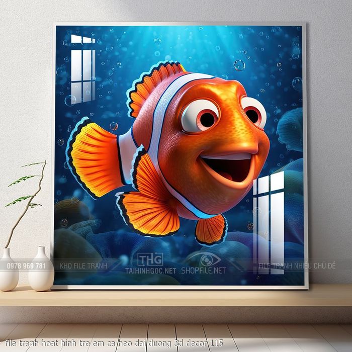 file tranh hoat hinh tre em ca heo dai duong 3d decor 115