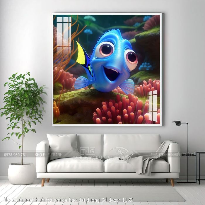 file tranh hoat hinh tre em ca heo dai duong 3d decor 1152