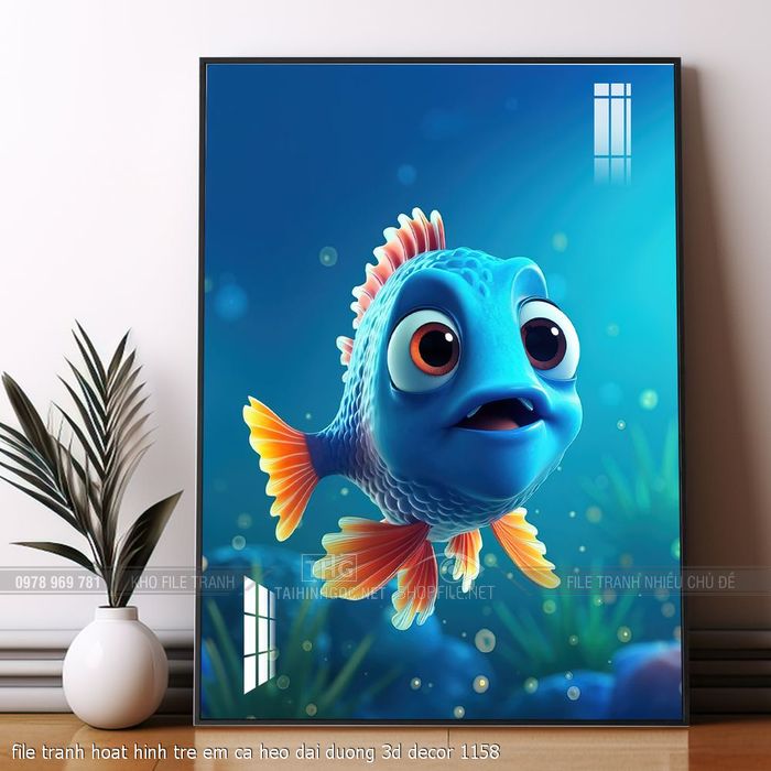 file tranh hoat hinh tre em ca heo dai duong 3d decor 1158