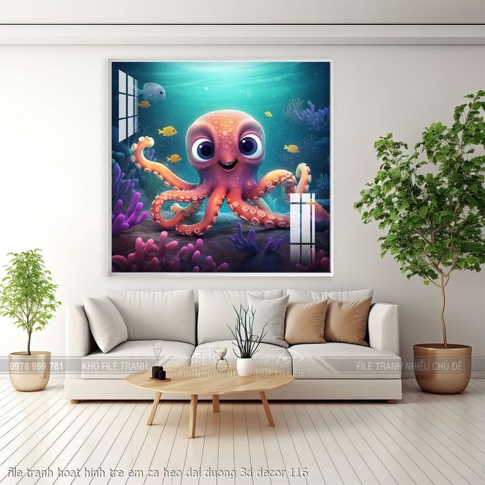 file tranh hoat hinh tre em ca heo dai duong 3d decor 116