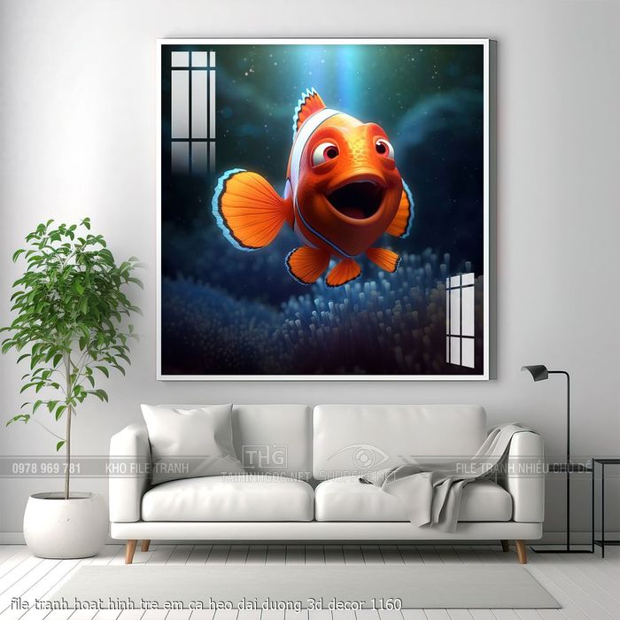 file tranh hoat hinh tre em ca heo dai duong 3d decor 1160
