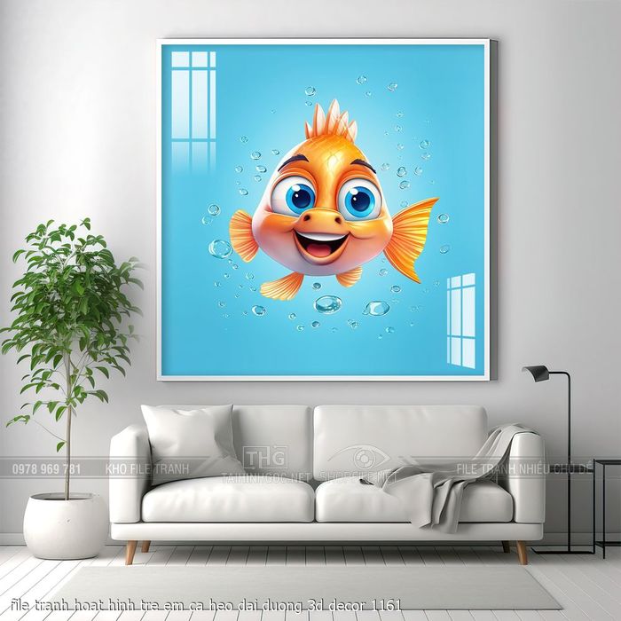 file tranh hoat hinh tre em ca heo dai duong 3d decor 1161
