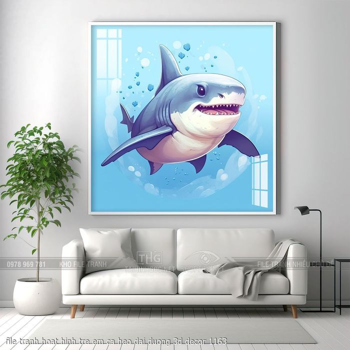 file tranh hoat hinh tre em ca heo dai duong 3d decor 1163