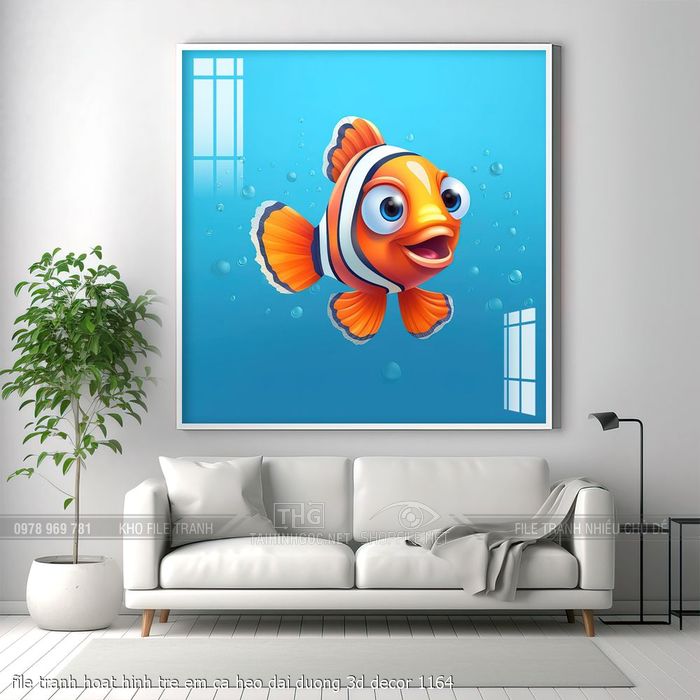 file tranh hoat hinh tre em ca heo dai duong 3d decor 1164