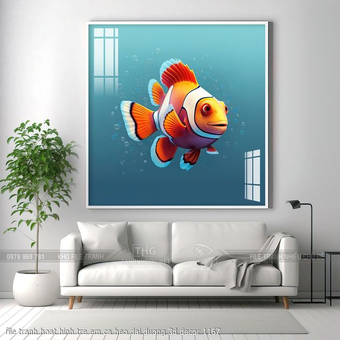 file tranh hoat hinh tre em ca heo dai duong 3d decor 1167