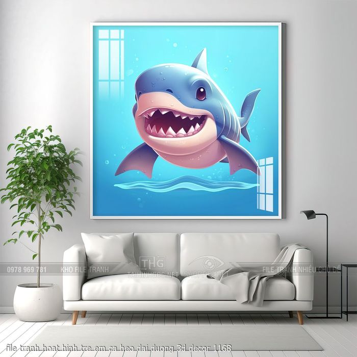 file tranh hoat hinh tre em ca heo dai duong 3d decor 1168